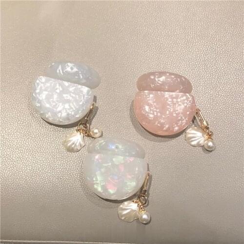 3D Pearl Shell luxury Keychain soft Headphone Earphone Case for Huawei Freebuds 3 women Wireless Headset accessories Cover