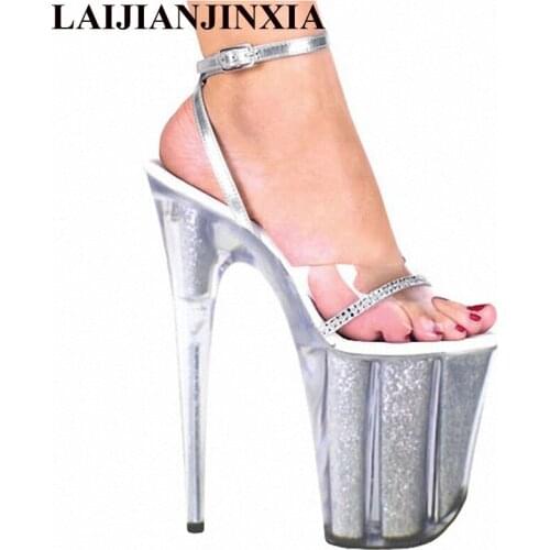 LAIJIANJINXIA Silver Shoes 10 CM Platform Sexy Pole Dancing Shoes 8 Inch High Heels Shoes Nightclub Model Dance Shoes E-087