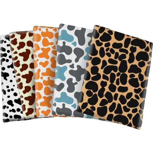 Cows Pattern Printed Twill Polyester Cotton Leopard Fabric for DIY Hair Bow Scarf Home Textiles Materials 50*145cm