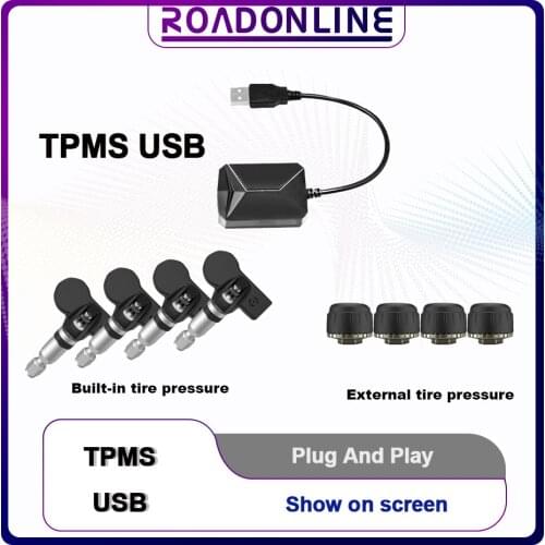 USB Android TPMS Tire Pressure Monitoring System Wireless Transmission 8 bar 116 psi Alarm System 5V Internal External