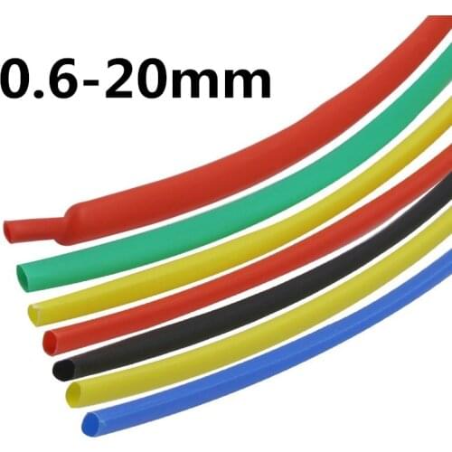 10meter 2:1 7Colors 0.6mm 0.8mm 1mm 1.5mm 2mm 2.5mm 3mm 3.5mm 4mm 4.5mm 5mm Heat Shrink Heatshrink Tubing Tube Wire Dropshipping