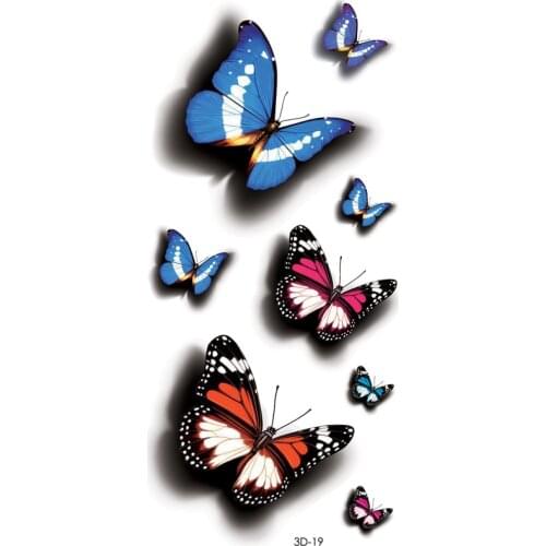 Amazing Butterfly 3d Temporary Tattoo Body Art Flash Tattoo Stickers 20*10cm Waterproof Henna Tatoo Selfie Fake Tattoo Sticker