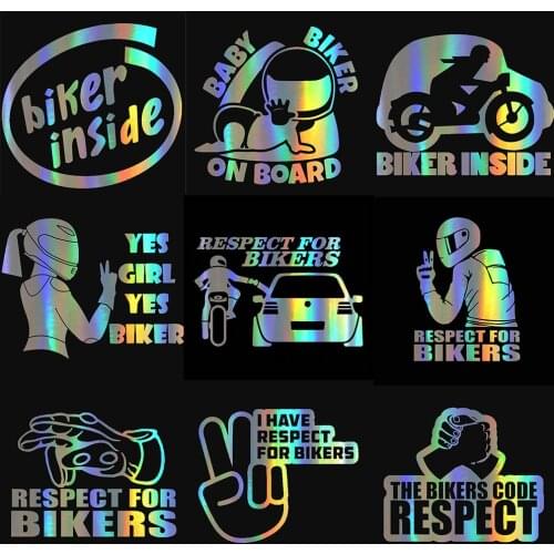 Respect for Bikers Car Sticker Vinyl Reflective Funny Stickers on Auto and Decals Car Styling 3D Motorcycle Moto Stickers