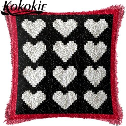Crocheting Rug Yarn Patchwork Pillowcase Latch hook heart pattern cross stitch sets sale embroidery yarn handicraft needlework