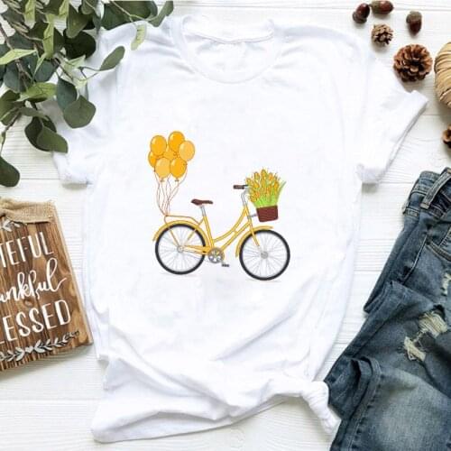 2021 New Summer Cycling balloon Print T Shirt Women Harajuku Casual T-shirt O-Neck Short Sleeve Korean Fashion Tshirt female Tee