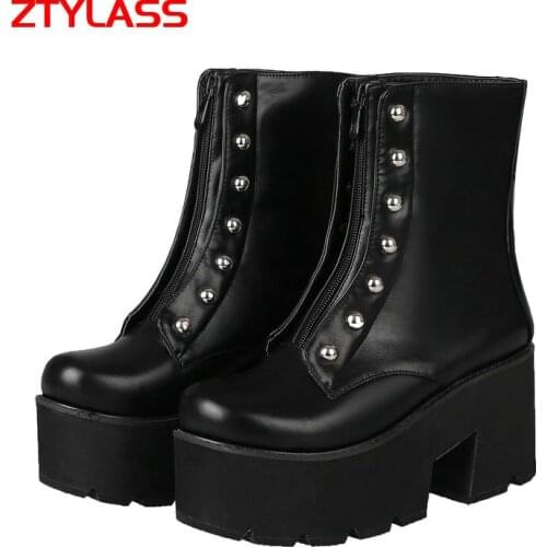 2021 Fashion Platform Boots Spring Autumn Women Boots Chunky High Heel Ankle Boots Punk Style Thick Bottom Woman Shoes