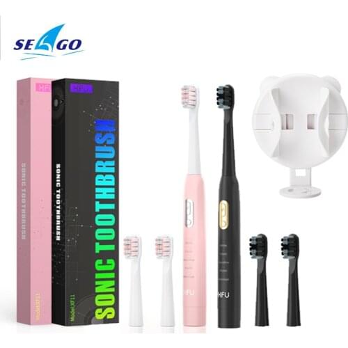 Seago XF11 Sonic Electric Toothbrush USB Charging Adult Waterproof Smart Toothbrush 2AAA Battery Power Cleaning with Holder