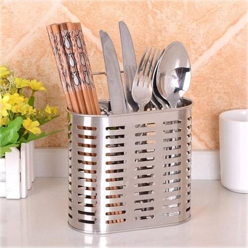1PC Stainless Steel Chopsticks Tube Wall Type Chopsticks Box Storage Rack Drain Dhopsticks Cage Rack [2]