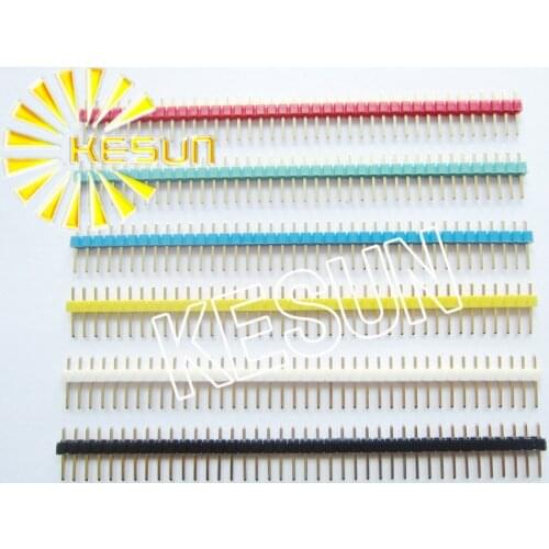 10pcs x Black White Red Yellow Blue Green Single Row 1*40 2.54mm Male Pin Header Strip Gold-plated ROHS Resistor