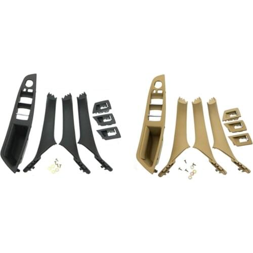 2 Set RHD Car Interior Door Handle Inner Door Panel Pull Trim Cover for -Bmw 5 Serie F10 F11 520 525, Black & Beige