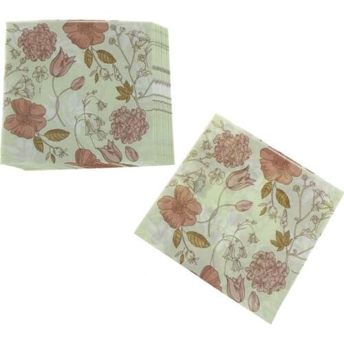 20pcs wedding party napkins printed flower paper napkins for party supplies decoration