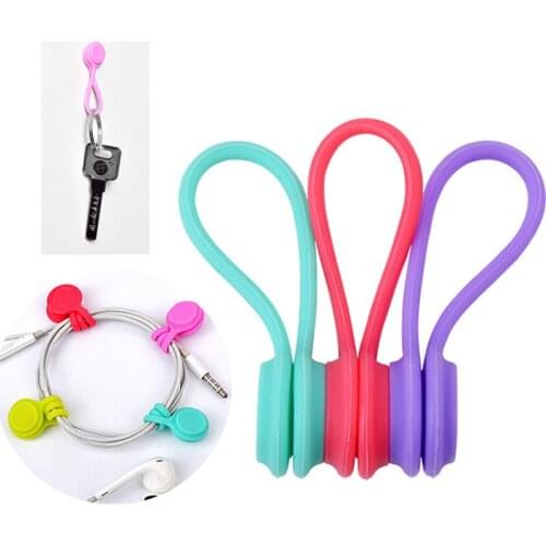 3Pcs Magnet Cable Holder Earphone USB Mouse Line Wire Cord Management Cable Winder Cable Holder Organizer