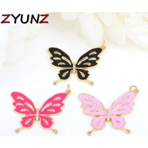 5PCS, Brass Enamelled Micro Pave Butterfly Pendant, Beautiful Butterfly Pendant Dainty Jewelry, Color Pendant Jewelry Gift