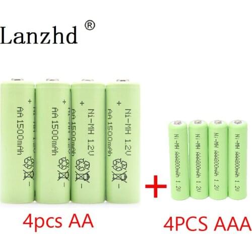 AA Rechargeable Battery AAA NiMH Battery 1.2V rechargeable batteries for Remote Control Toy camera (4Pcs AA + 4Pcs AAA)