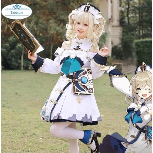 Anime! Genshin Impact Barbara Initial Game Suit Elegant Dress Lovely Uniform Cosplay Costume Halloween Outfit For Women 2020 NEW