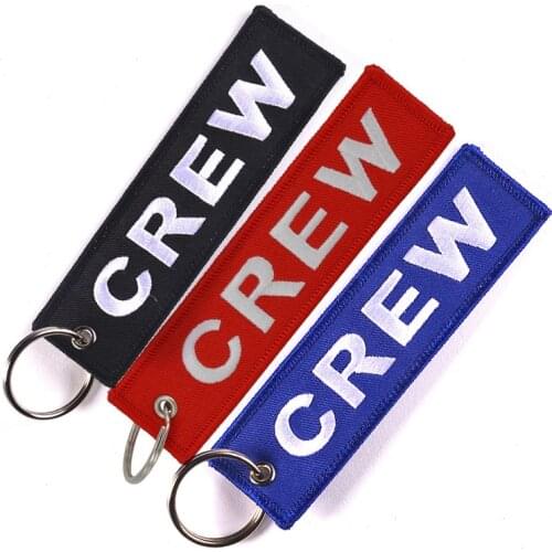 CREW Key Tag Keychain for Car Motorcycles Bike Embroidery Double Side Men Women Luxury Key Ring Key Chain Custom Car Keychains