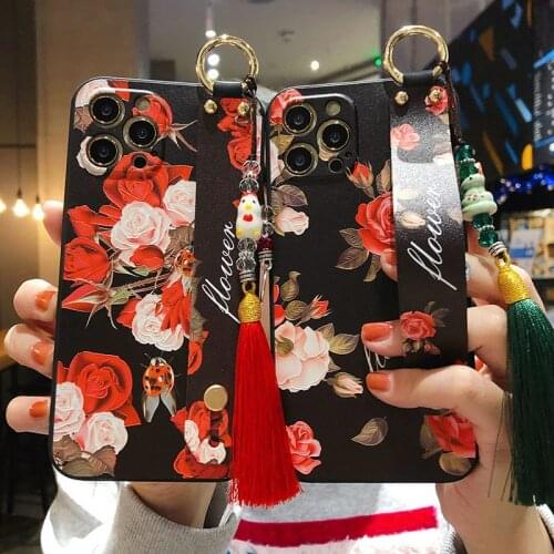 Wrist Strap Tassel Lanyard Phone Holder Case For iPhone 11 12 Pro Max Mini Case For iPhone 7 8 6S Plus X XS Max XR SE 2020 Cover