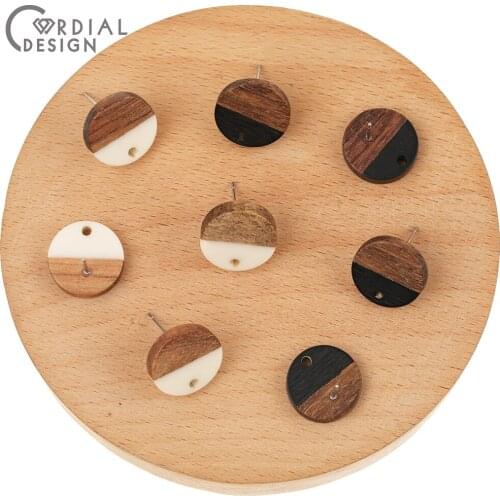 Cordial Design 50Pcs 15*15MM Earrings Accessories/Hand Made/DIY Earrings Stud/Natural Wood & Resin/Jewelry Findings Components
