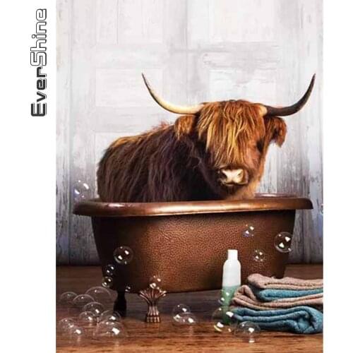 Evershine Diamond Embroidery Cow Animal Diamond Painting New Arrival Cattle Picture Rhinestones Mosaic Cross Stitch Home Decor