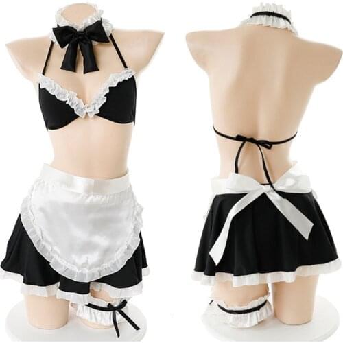Fate/Grand Order Saber Cosplay Costumes Anime Maid Uniform Women Sexy Lingerie Bikini Sleeping Bra Apron Skirt Leg Ring Set