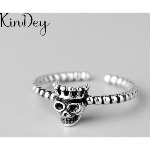 Kindey Personality Exaggerated Silver Color Skull Rings For Women Engagement Jewelry Girls Open Finger Rings