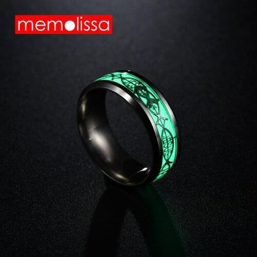 MeMolissa Jewelry New Stainless steel Small Fish Ring Fluorescent Glowing Logo Finger Rings For Women Fashion Drop Shipping