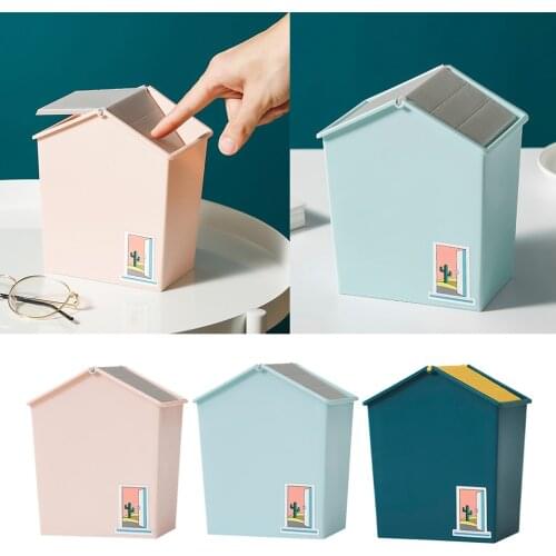 Nordic Style Trash Can Desk Home Bright Color Decoration with Lid Garbage Storage Bucket Accessories for Home Office