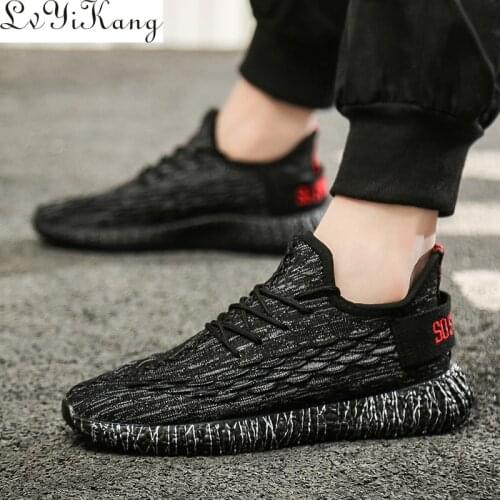 LVYIKANG 2019 Sneakers for Men Mesh Lightweight Breathable Men Casual Shoes Flat Lace-up Black Shoes Men for Drop Shipping