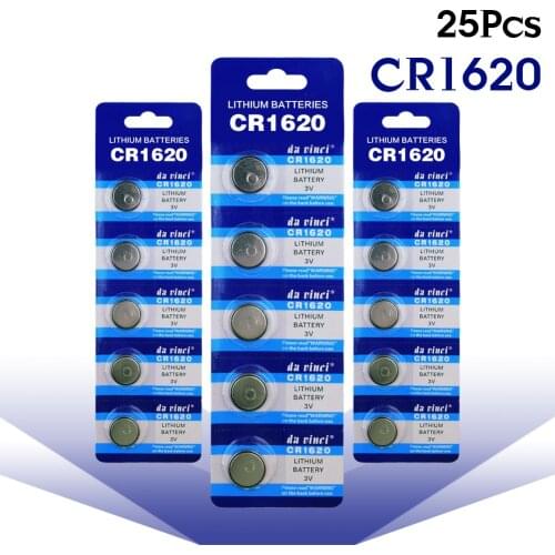 25PCS Lithium Battery CR1620 Electronic Button Coin Cell Batteries 3VECR1620 DL1620 5009LC Watch Toy Remote CR 1620