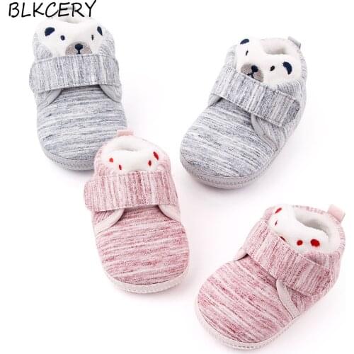 Fashion Brand Newborn Baby Shoes Cartoon Bear Animal Infant Shoes Girls Booties Slippers Winter Warm Toddler Boy First Walkers
