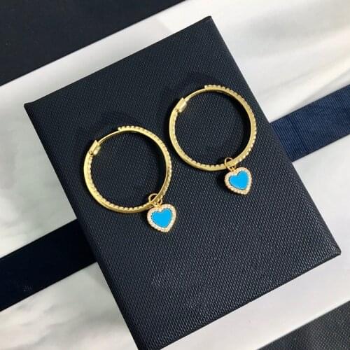 Fashion Sweet Blue Heart Earrings For Women Top Quality Zirconia Parkling Wedding Jewelry Zk30