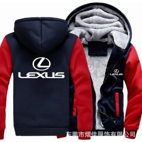 Winter Hoodies Men Lexus Logo Print Jacket Men Hoodies Thicken Warm Fleece cotton Zipper Raglan Coat Male Tracksuits 7 colors J
