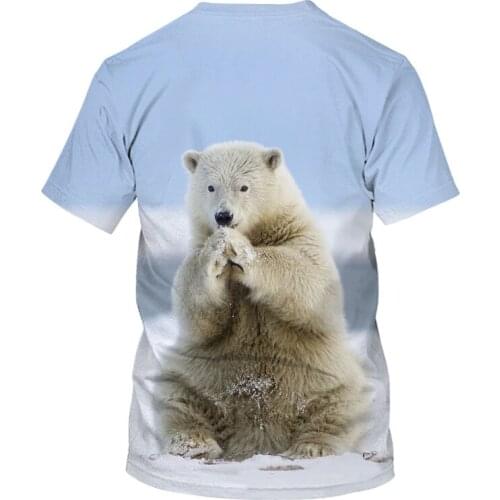 2021 summer cute polar bear pattern 3D mens printed T-shirt casual fashion shirt mens round neck shirt size full