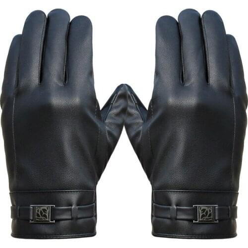 Mens Winter Gloves Washed Leather Touch Screen Warm Gloves Windfproof Riding Plus Velvet Business Mittens Elegant