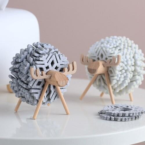 12pcs Felt Coaster Set Insulation Mug Cup Mat with Wooden Storage Rack Birthday Gift Home Decor for Kitchen Bar Counter Office