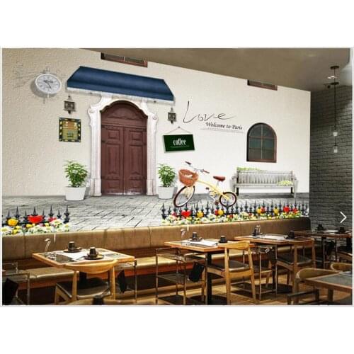 Custom mural on the wall 3d wallpaper European style stylish brick wall cafe bar afternoon tea photo wallpaper for living room