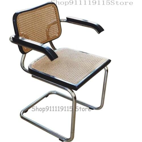 Nordic Rattan Chair Office Single Metal Simple Modern Back Wooden Chair Net Red Home Dining Chair