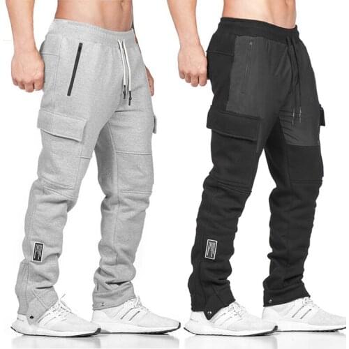 2021 New Cotton Gym Pants Men Fit Running Joggers Pants Mens Bodybuilding Training Sport Pants Fitness Trousers Sportswear