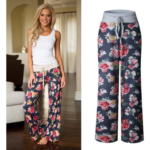 2020 New Women Drawstring Yoga Pants Floral Dot Casual Workout Wear Home Sleep Pant Running Dance Trousers Plus Size S-XXXL