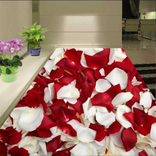 Beibehang Wallpaper custom living room wallpaper floor 3D rose petal bathroom floor decoration painting Papel de parede