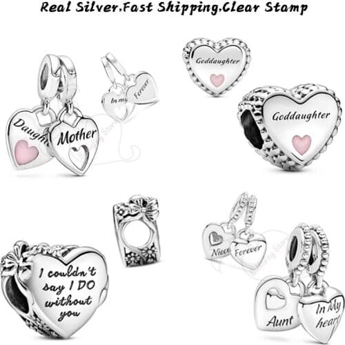 Jewelry Charms Mother And Daughter Hearts Dangles Authentic 925 Silver Sterling Beads Compatile Pdoras Bracelets Necklace