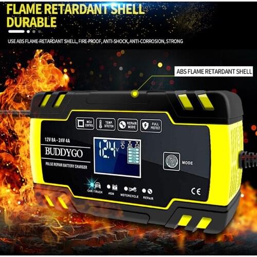 12V/24V 8A 3 Stage Automatic Battery Starting Fast Charger Suitable Car Motorcycle Truck AGM Deepcycle GEL Lead-Acid