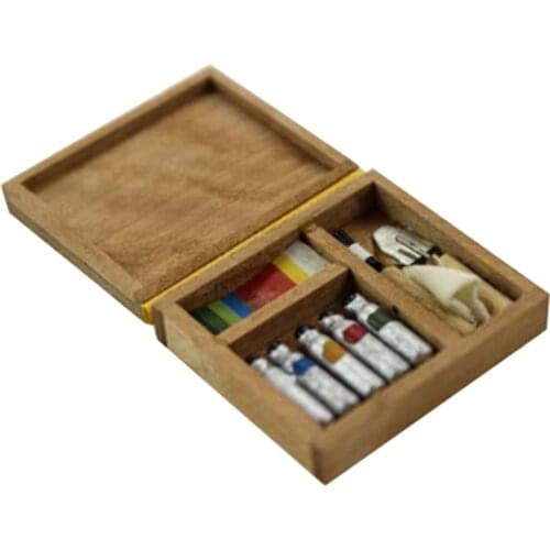Dollhouse Mini Portrait Drawing Frame Drawing Board Mini Painting Box Pigment Sticks Simulation Doll House Accessories