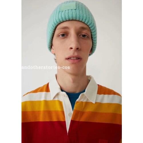 AC new 180g wool square smiling face knitted womens hat in autumn and winter 2020 Warm and thick woolen hat for men and women