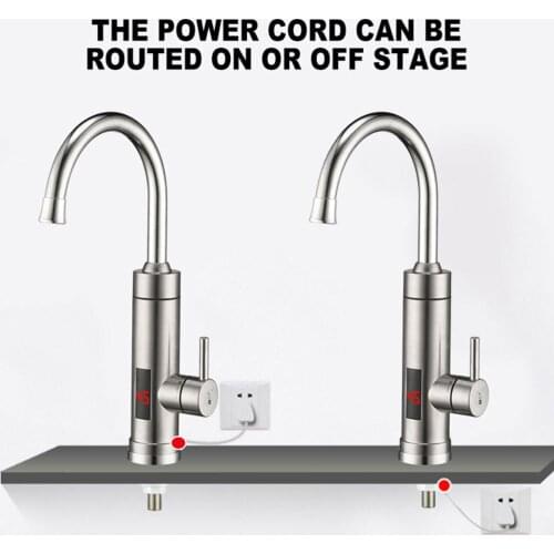 Kitchen Water Heating Tap Tankless Instant Hot Water Faucet Stainless Steel Electric Water Heater Temperature Display
