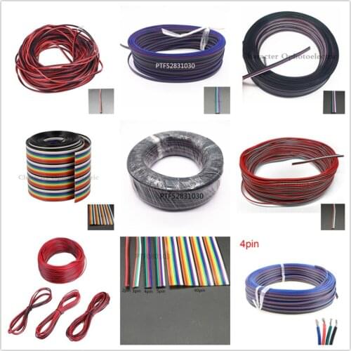 10 meters 22AWG 20AWG 18AWG LED cable,red black wire 1pin 2pin 3pin 4pin 5pin, antioxidant Tin Plated Copper Wire, strip cable