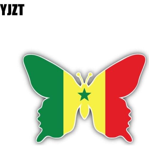 YJZT 13.1CM*9.3CM Car Styling Senegal Flag Butterfly Window Decal Car Sticker 6-1449