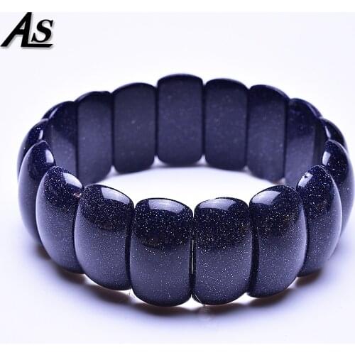 Asingeloo 2019 New Blue Sand Stone Beads Handmade Elastic Bangle Bracelets for Women Jewelry Gift