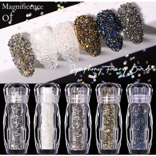 1 Bottle Dazzling Nail Art Accessories Jewelry Symphony Fairy Beads Nail Diamond Transparent Sticky Beads Micro Diamond Bottle