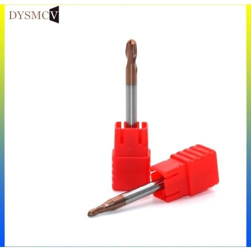 1pcHRC60 Ball Nose End Mills 1MM 2MM 3MM 4MM 5MM 6MM HRC60 R0.5 R0.75 R1 R1.25 R2 R3 2Flute Spiral Coated CNC Carbide Mill Cutt